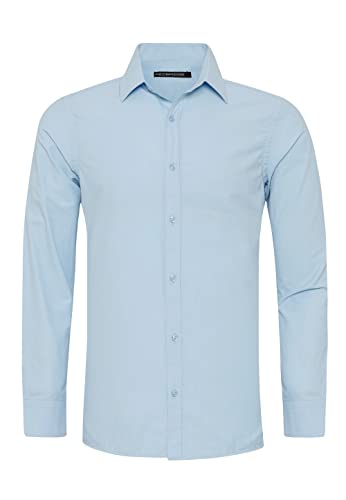 Redbridge Herren Bügelleicht Hemd Business Freizeithemd Langarm Hellblau 5XL von Redbridge