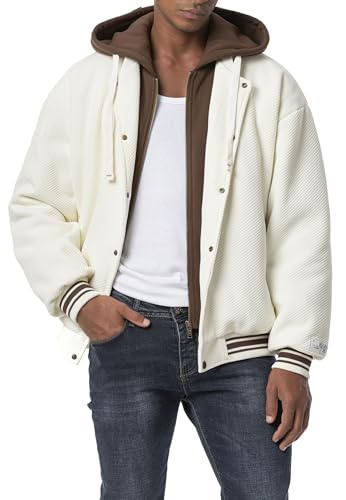 Redbridge Herren College-Jacke mit Kapuze doppelten Verschluss Ecru XL von Redbridge