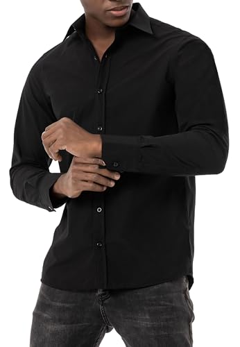 Redbridge Premium Hemd Klassisch Basic Casual Elegant Reine Baumwolle Schwarz XL von Redbridge