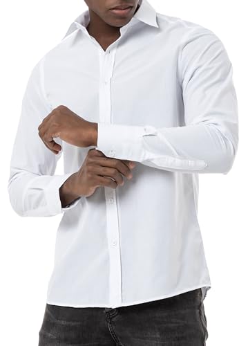 Redbridge Premium Hemd Klassisch Basic Casual Elegant Reine Baumwolle Weiß 4XL von Redbridge