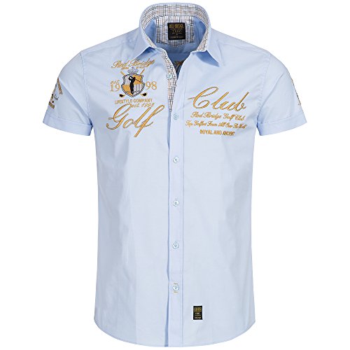 Redbridge Herren Hemd Freizeithemd Baumwolle Golf Club Regular Fit Bestickt S Lightblue von Redbridge