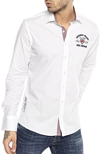 Redbridge Premium Hemd Langarm Business Casual Baumwolle Weiß L von Redbridge