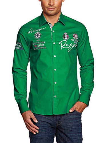 Redbridge Herren Hemd Langarm Freizeithemd Regular Fit Tailliert Bestickt R-Style R-2130 4XL Grün Green 041 von Redbridge