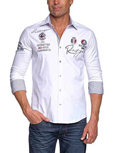 Redbridge Herren Hemd Langarm Freizeithemd Regular Fit Tailliert Bestickt R-Style R-2130 Weiß L von Redbridge