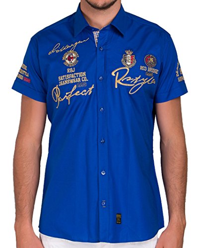 Redbridge Herren Hemd Regular Fit Perfekt R-Style Kurzarm Freizeithemd R41604A Kragenweite 39 cm Herstellergröße S Blau Saxe Blue 180 von Redbridge