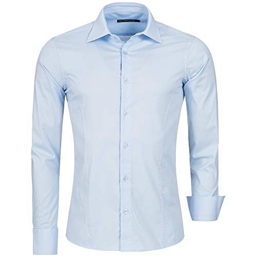 Redbridge Herren Hemd Slim Fit Business Hochzeit Freizeithemd Langarm Bügelleicht R-2111, Blau (Light Blue), Gr. L von Redbridge