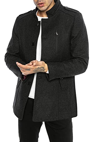 Redbridge Herren Jacke Mantel mit Stehkragen Elegant Schick Casual Grau L von Redbridge