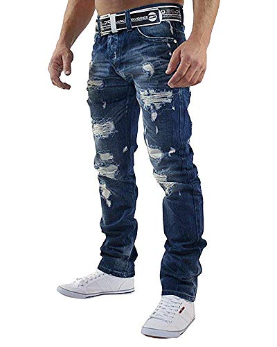 Redbridge by Cipo & Baxx RB-162 Jeans Distressed Style Helle Waschung Herren Hose W31 L34 Dunkelblau von Redbridge