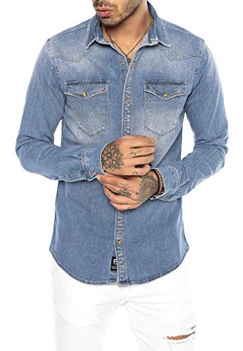 Redbridge Herren Jeanshemd Freizeithemd Premium Denim Western Hellblau M von Redbridge