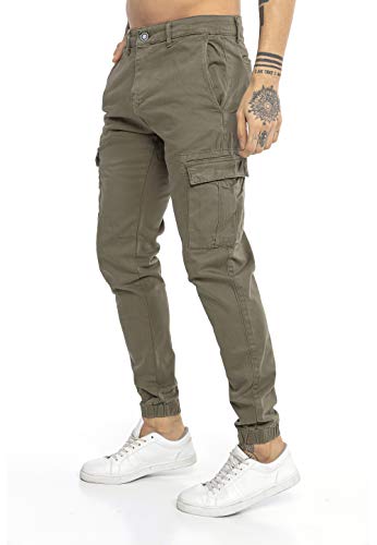 Redbridge Herren Jogger Denim Cargo Hose Colored Jeans Jeanshose schmales Bein Khaki W30 L32 von Redbridge