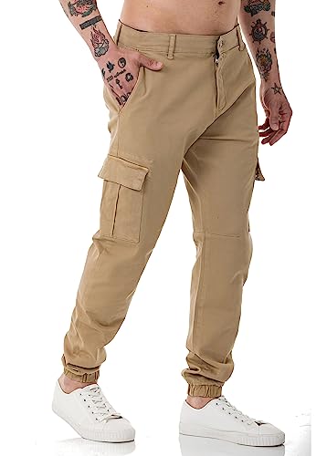 Redbridge Herren Jogger Denim Cargo Hose Colored Jeans Jeanshose schmales Bein Sand W33 L34 von Redbridge