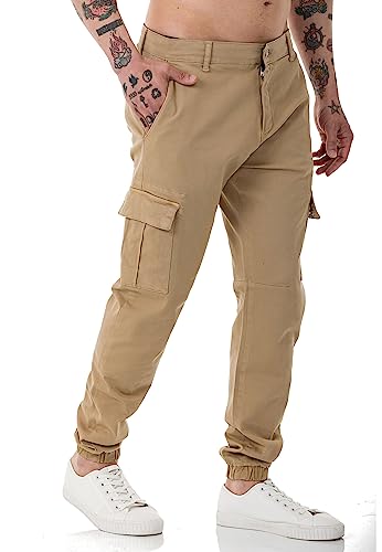 Redbridge Herren Jogger Denim Cargo Hose Colored Jeans Jeanshose schmales Bein Sand W36 L32 von Redbridge