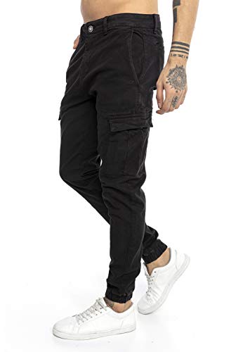 Redbridge Herren Jogger Denim Cargo Hose Colored Jeans Jeanshose schmales Bein Schwarz W32 L32 von Redbridge