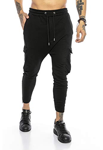 Redbridge Herren Jogging Hose Sweat Pants mit tiefem Schnitt Cargo Look Schwarz XL von Redbridge