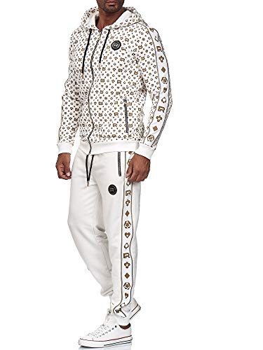 Redbridge Herren Jogginganzug Jogger Set Sweatjacke Sweathose Kombi Allover Premium Ecru S von Redbridge
