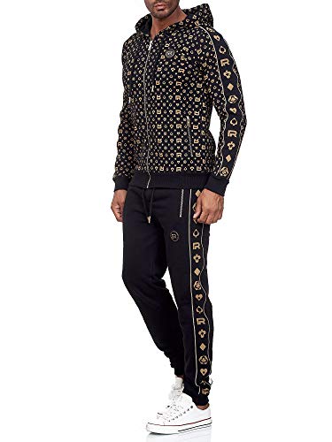 Redbridge Herren Jogginganzug Jogger Set Sweatjacke Sweathose Kombi Allover Premium Schwarz M von Redbridge
