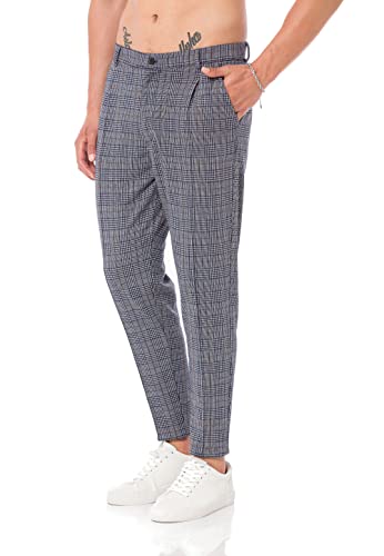 Redbridge Herren Jogginghose im Chino Hosen Style Jogger Hose Freizeithose kariert M Grau von Redbridge