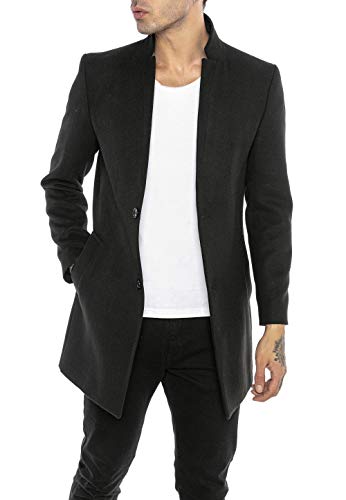 Redbridge Herren Mantel Elegant lange Jacke Slim-Fit Classy Understatement Schwarz L von Redbridge