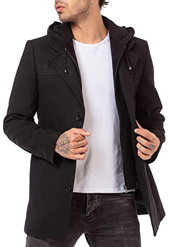 Redbridge Herren Mantel Trenchcoat Kapuzenjacke Elegant lange Jacke Hooded Schwarz 3XL von Redbridge