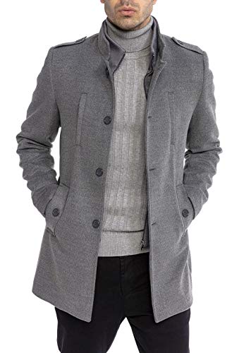 Redbridge Herren Mantel Winterjacke elegante Jacke Slim-Fit Transformable Hellgrau L von Redbridge