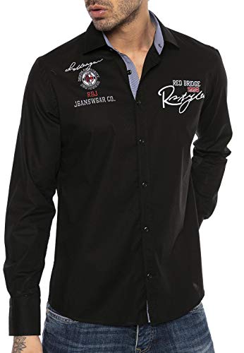 Redbridge Freizeithemd Herren Casual Design Optimal für Alltag und Büro Schwarz L von Redbridge