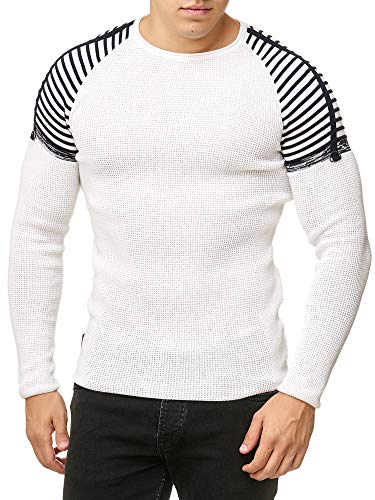 Redbridge Herren Pullover Strickpullover Striped Shoulder Weiß XXL von Redbridge