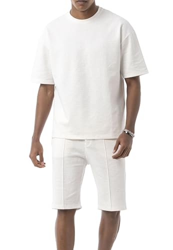 Redbridge Herren Sommer Set – Zweiteiler mit Oversize T-Shirt und Shorts – Minimalistischer Urlaubs Look Weiß XL von Redbridge