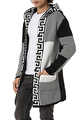 Redbridge Herren Strickjacke Cardigan Long Cut Kapuze Schwarz-Weiß L von Redbridge