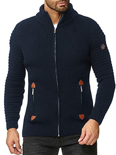Redbridge Herren Strickjacke Cardigan mit Stehkragen Basic Luxury Blau L von Redbridge