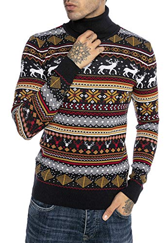 Redbridge Herren Strickpullover Norweger Rollkragen Pullover Slim-Fit Navyblau XXL von Redbridge