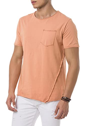 Redbridge Herren T-Shirt Asymmetric Cut mit Brusttasche Baumwolle Salmon M von Redbridge