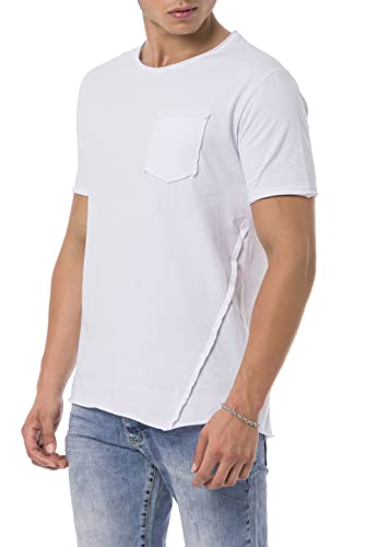 Redbridge Herren T-Shirt Asymmetric Cut mit Brusttasche Baumwolle Weiß L von Redbridge