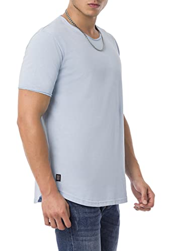 Redbridge Herren T-Shirt Basic Abgerundeter Saum Blau L von Redbridge