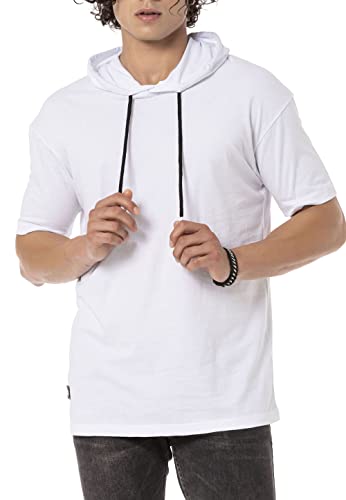 Redbridge Herren T-Shirt Kurzarm mit Kapuze und Kordelzug Baumwolle Weiß S von Redbridge