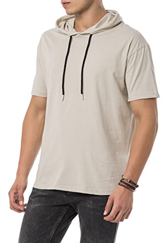 Redbridge Herren T-Shirt Kurzarm mit Kapuze und Kordelzug Baumwolle Beige XL von Redbridge