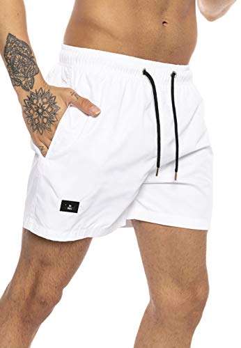 Redbridge Hochwertige Badehose Schnelltrocknend Badeshorts mit verstellbarem Bund Weiß M von Redbridge