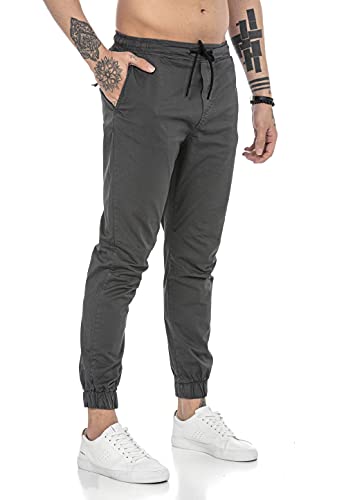 Redbridge Hose Herren Freizeithose Jogger Chino Baumwolle Gummibund Grau XL von Redbridge