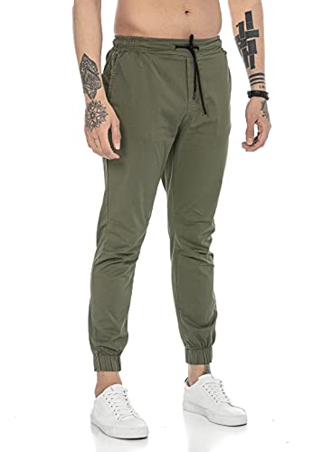 Redbridge Hose Herren Freizeithose Jogger Chino Baumwolle Gummibund Grün L von Redbridge