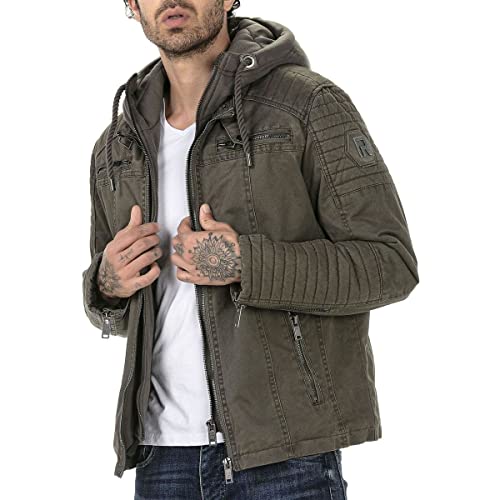 Redbridge Jacke für Herren Winterjacke Übergangsjacke mit Kapuze Gesteppt Biker-Jacke Khaki 3XL von Redbridge