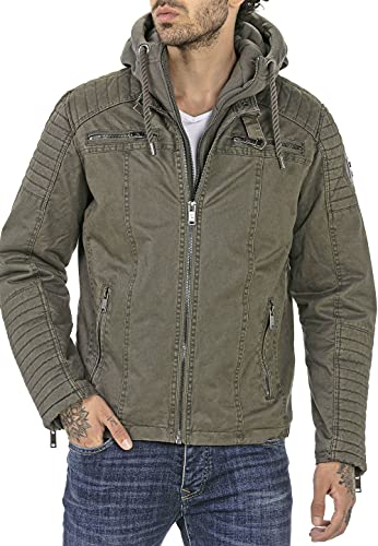 Redbridge Jacke für Herren Winterjacke Übergangsjacke mit Kapuze Gesteppt Biker-Jacke Khaki 5XL von Redbridge