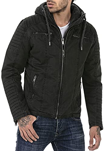 Redbridge Jacke für Herren Winterjacke Übergangsjacke mit Kapuze Gesteppt Biker-Jacke Schwarz 3XL von Redbridge