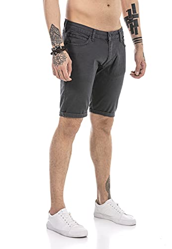 Redbridge Jeans-Shorts für Herren Kurze Hose Denim Freizeithose Chino Look Dunkelgrau W32 von Redbridge