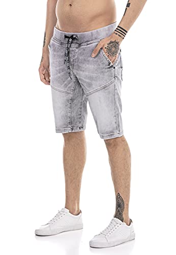 Redbridge Jeans-Shorts für Herren Kurze Hose Denim Freizeithose Used Look Grau W32 von Redbridge