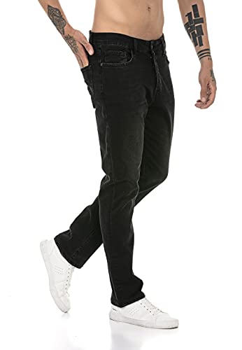 Redbridge Jeans für Herren Hose Denim Pants Freizeithose Straight Cut Schwarz W38L32 von Redbridge