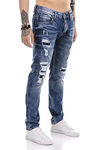 Redbridge Jeans für Herren Hose Denim Pants Used Look Destroyed Blau W29L32 von Redbridge