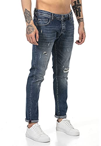 Redbridge Jeans für Herren Hose Denim Pants Used Look Destroyed Dunkelblau W30L32 von Redbridge