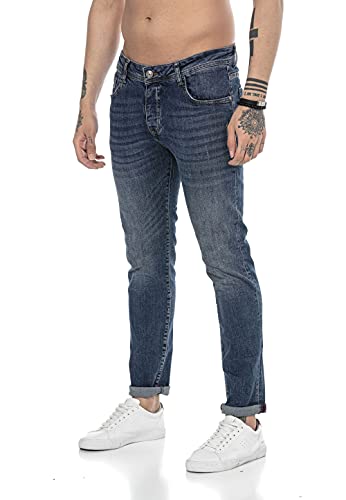 Redbridge Jeans für Herren Hose Denim Pants Used Look Dunkelblau W31L34 von Redbridge
