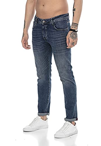 Redbridge Jeans für Herren Hose Denim Pants Used Look Dunkelblau W36L32 von Redbridge