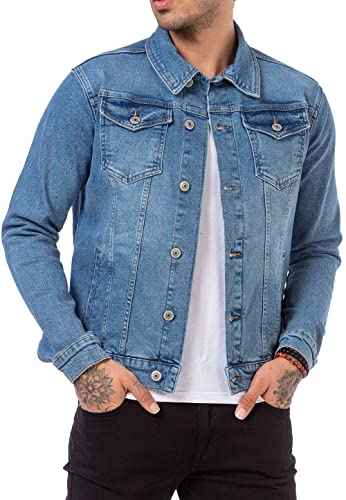 Redbridge Jeansjacke Herren Denim Übergangsjacke Baumwolle mit Taschen und Knopfleiste Hellblau XL von Redbridge