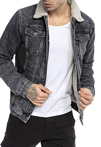 Redbridge Jeansjacke für Herren Jacke Denim Gefüttert Winter Herbst Übergangszeit Schwarz XL von Redbridge